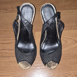 Aldo Bkack Mesh Espadrilles with Leather Sole Size 8